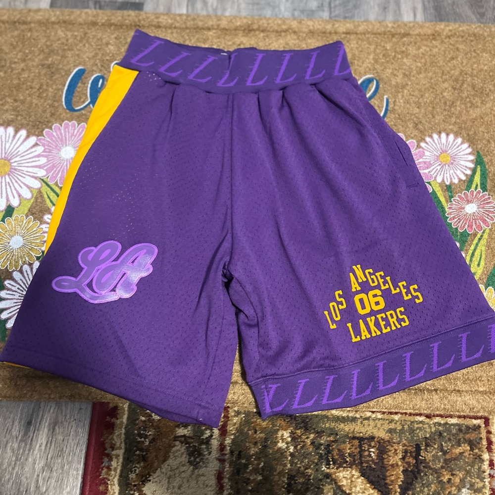 Mitchell & Ness Purple and Yellow Basketball Shorts